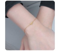 Gold Plated Heart and Love Silver Bracelet BRS-10-GP